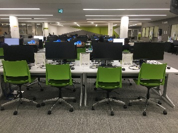 Picture of four docking (BYOD) stations at Douglas College Library NW campus
